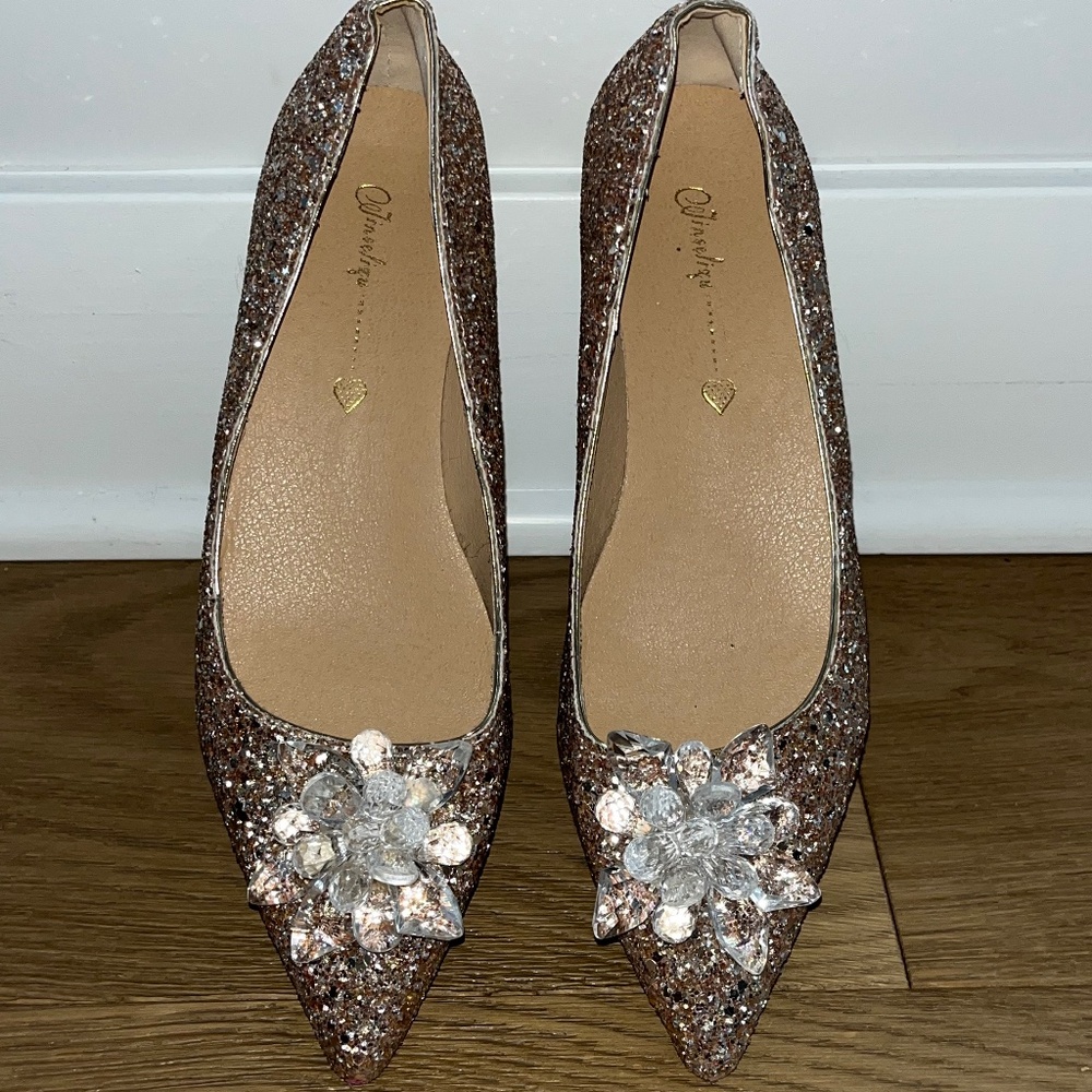 Gold sparkly flats
